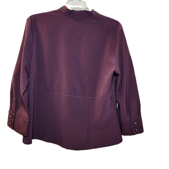 Covington Women’s Size Large Purple Stretch Button Front Blouse 3/4 Sleeve Fitte - Picture 10 of 10